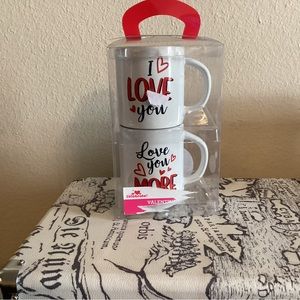 Valentines Day his and her love coffee mugs, New in box